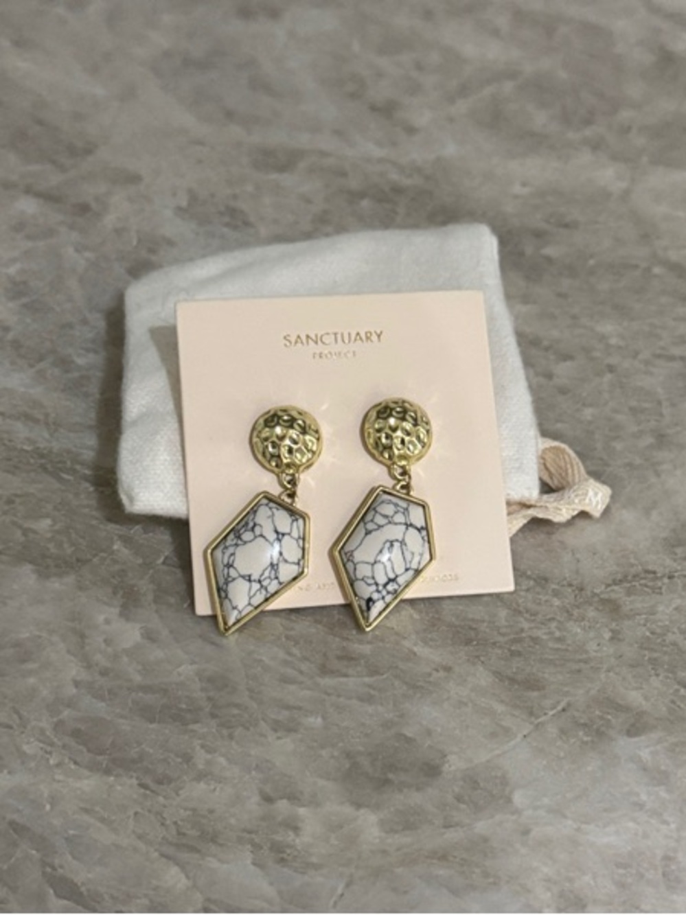 SANCTUARY Gold-Tone Earrings with White Marble Effect